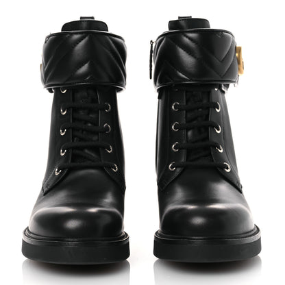 Gucci Flores Calfskin Nappa Matelasse GG 40mm Ankle Boots 39.5 Black 3 of 10