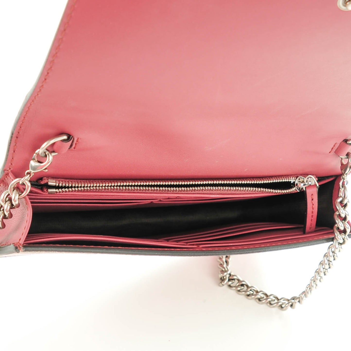 GG Supreme Monogram Blooms Chain Wallet Beige Multicolor Dry Rose