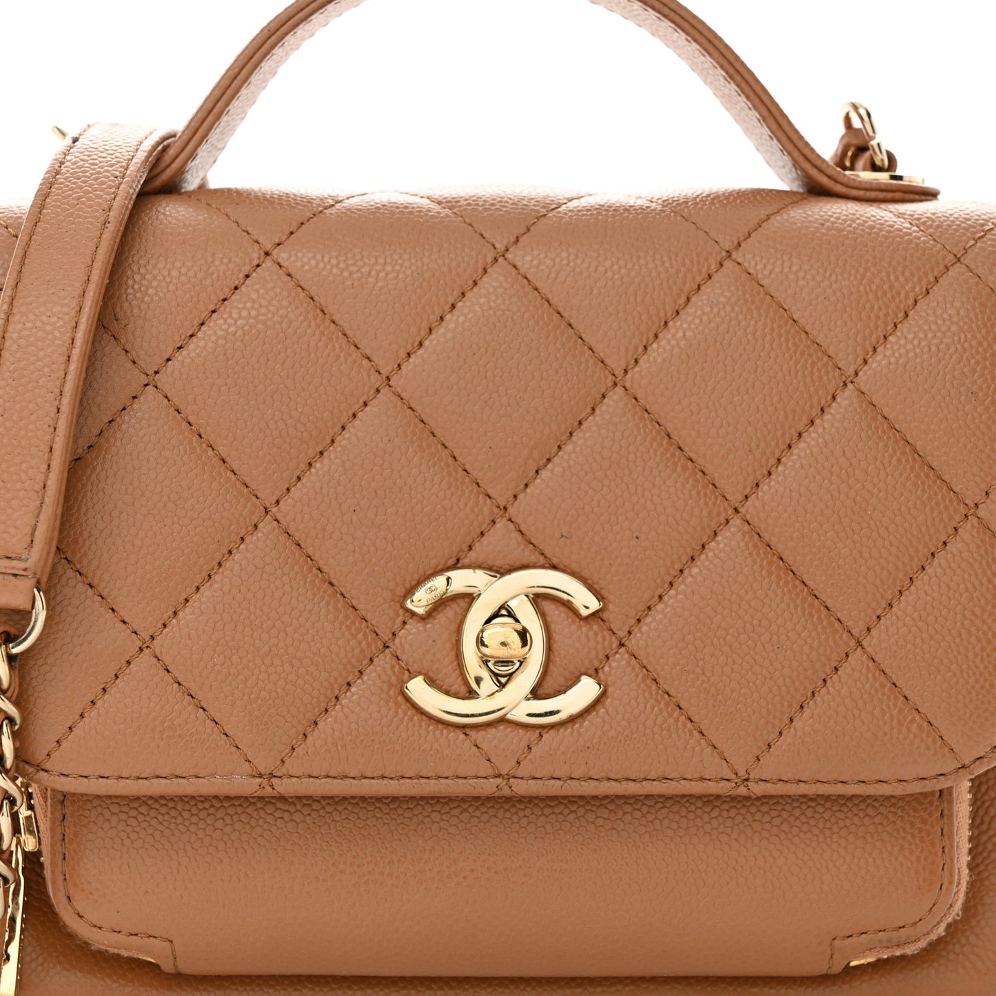 Caviar Quilted Small Business Affinity Flap Camel