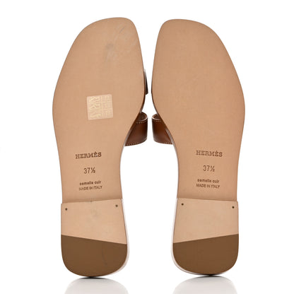 Hermes Box Calfskin Oran Sandals 37.5 Gold 5 of 10