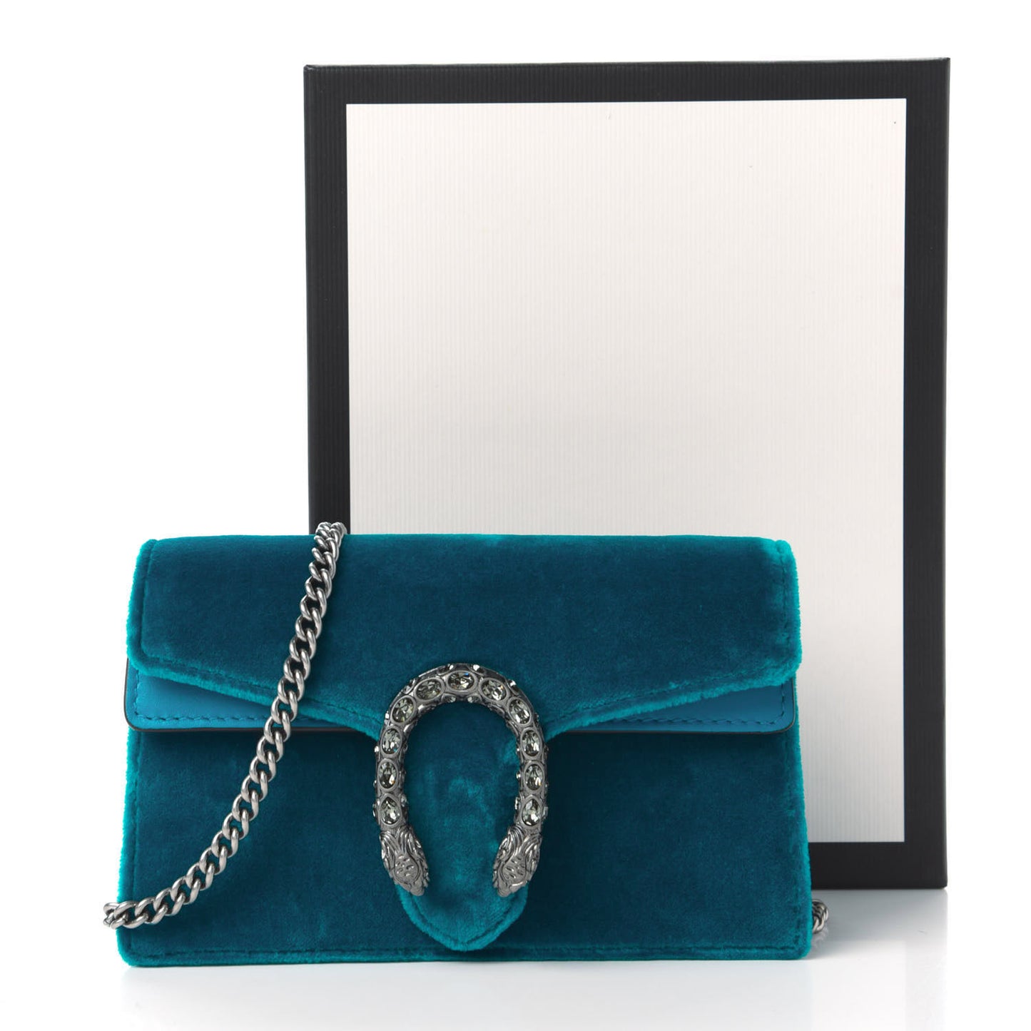 Velvet Super Mini Dionysus Shoulder Bag Pavone Cyan