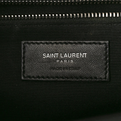 Saint Laurent Grain De Poudre Textured Mixed Matelasse Large Triquilt Monogram Satchel Black 6 of 9