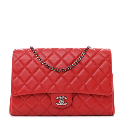 Chanel Lambskin Quilted Clutch with Chain Flap Red 1 of 10