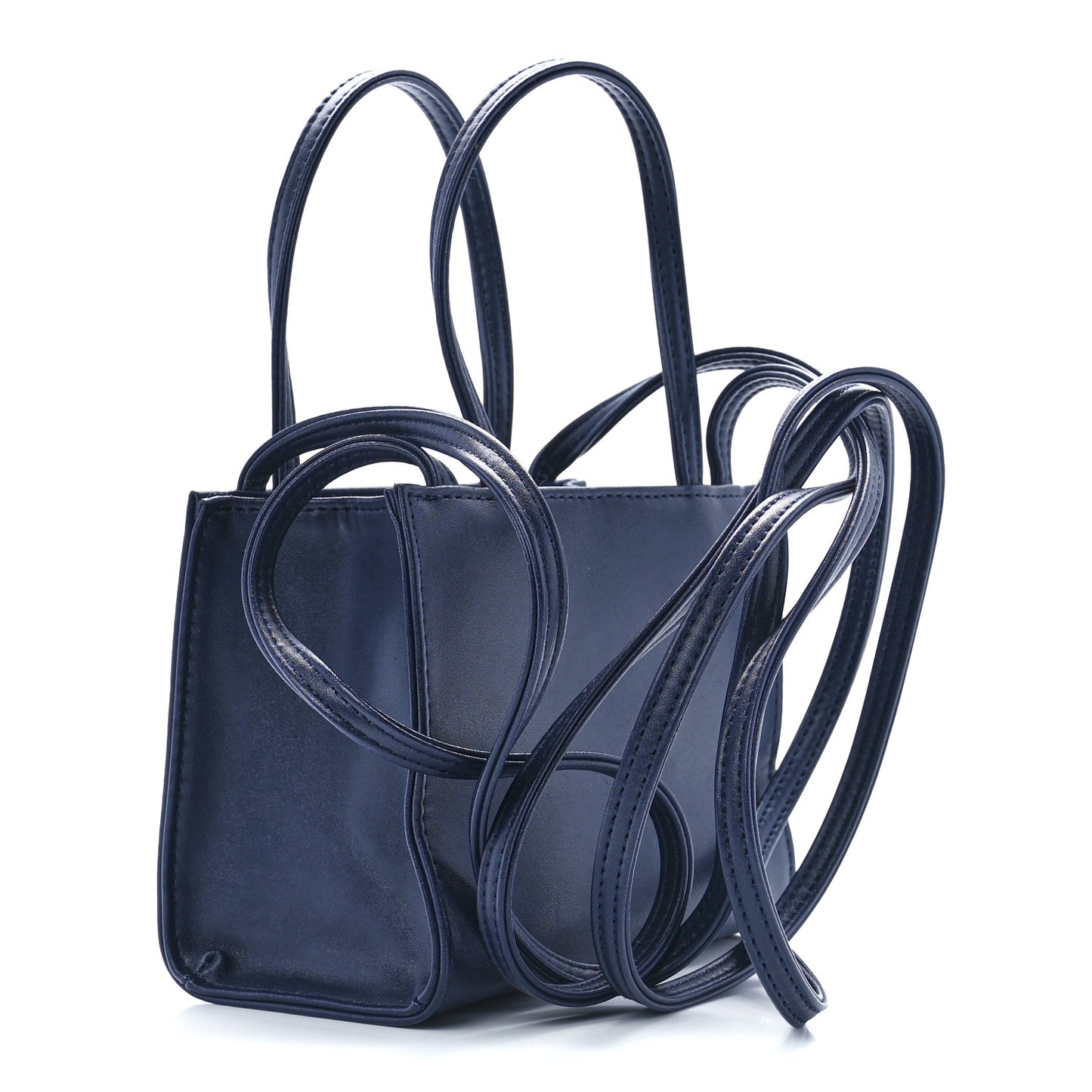 Vegan Leather Small Shopping Bag Navy