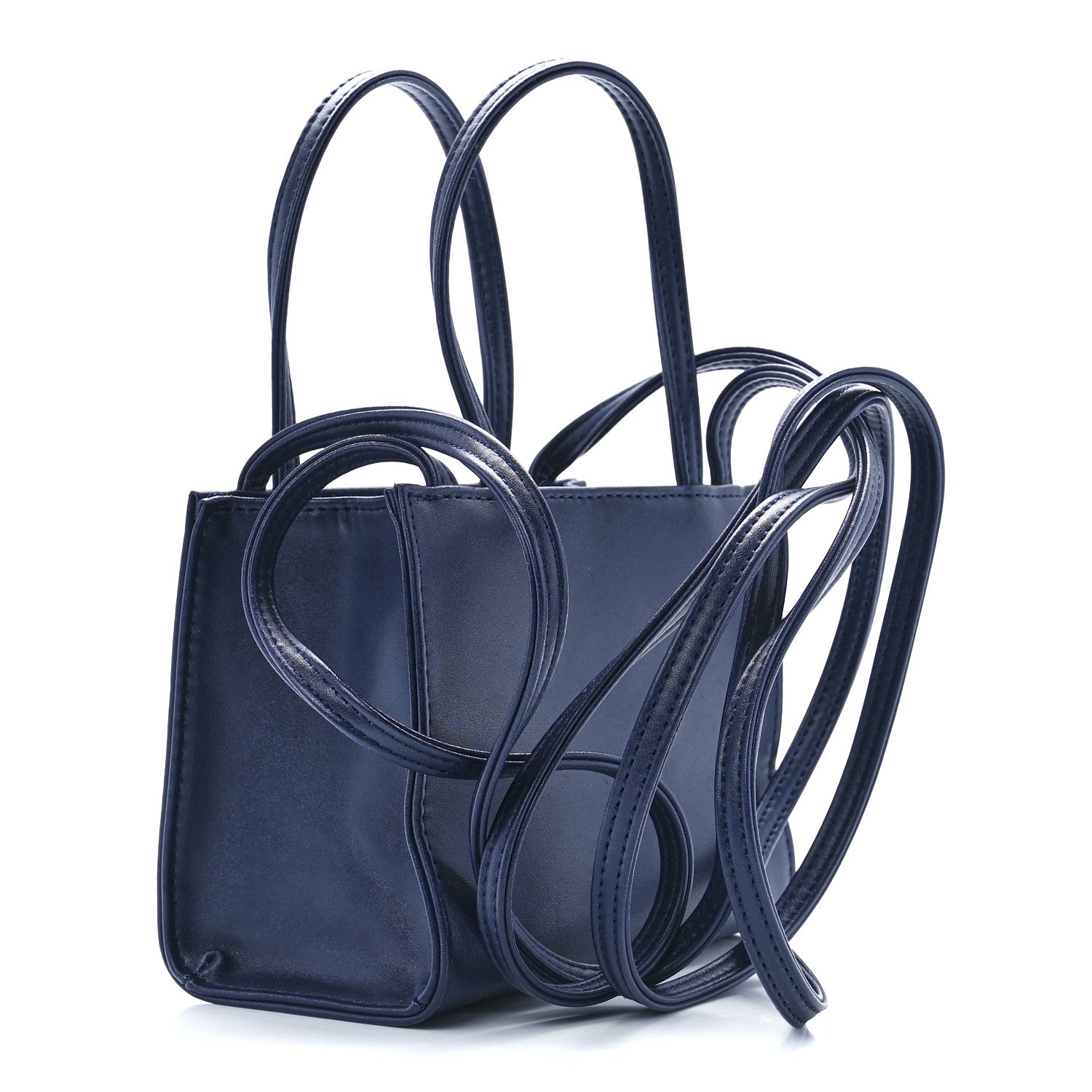 Telfar Vegan Leather Small Shopping Bag Navy 3 of 11