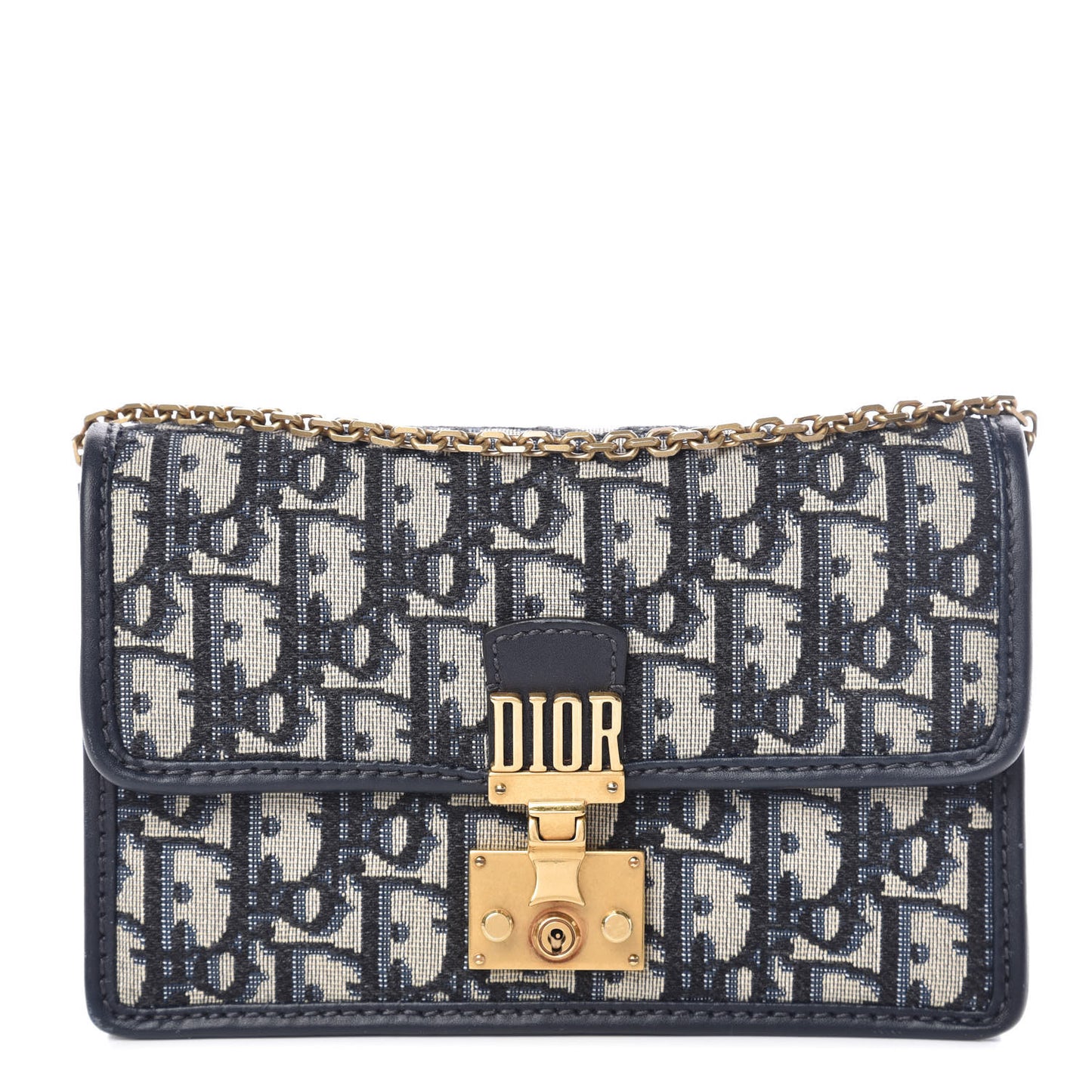 Oblique DiorAddict Wallet On Chain Clutch Navy Blue