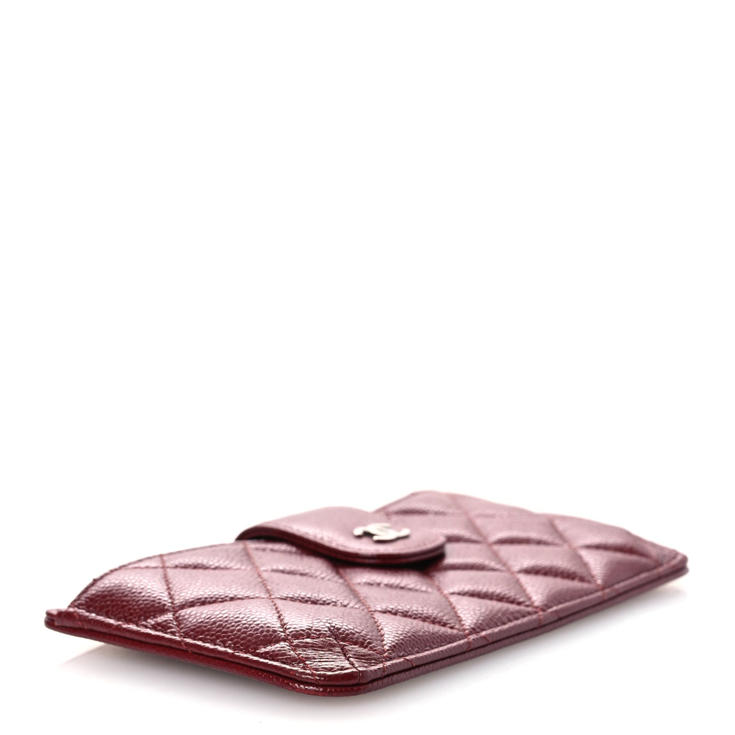 Caviar Quilted Phone Holder Wallet on Removable Chain Insert Red