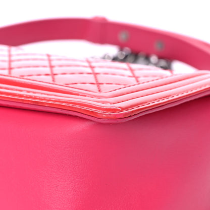 Chanel Patent Calfskin Enamel Quilted Medium Boy Flap Dark Pink 12 of 20