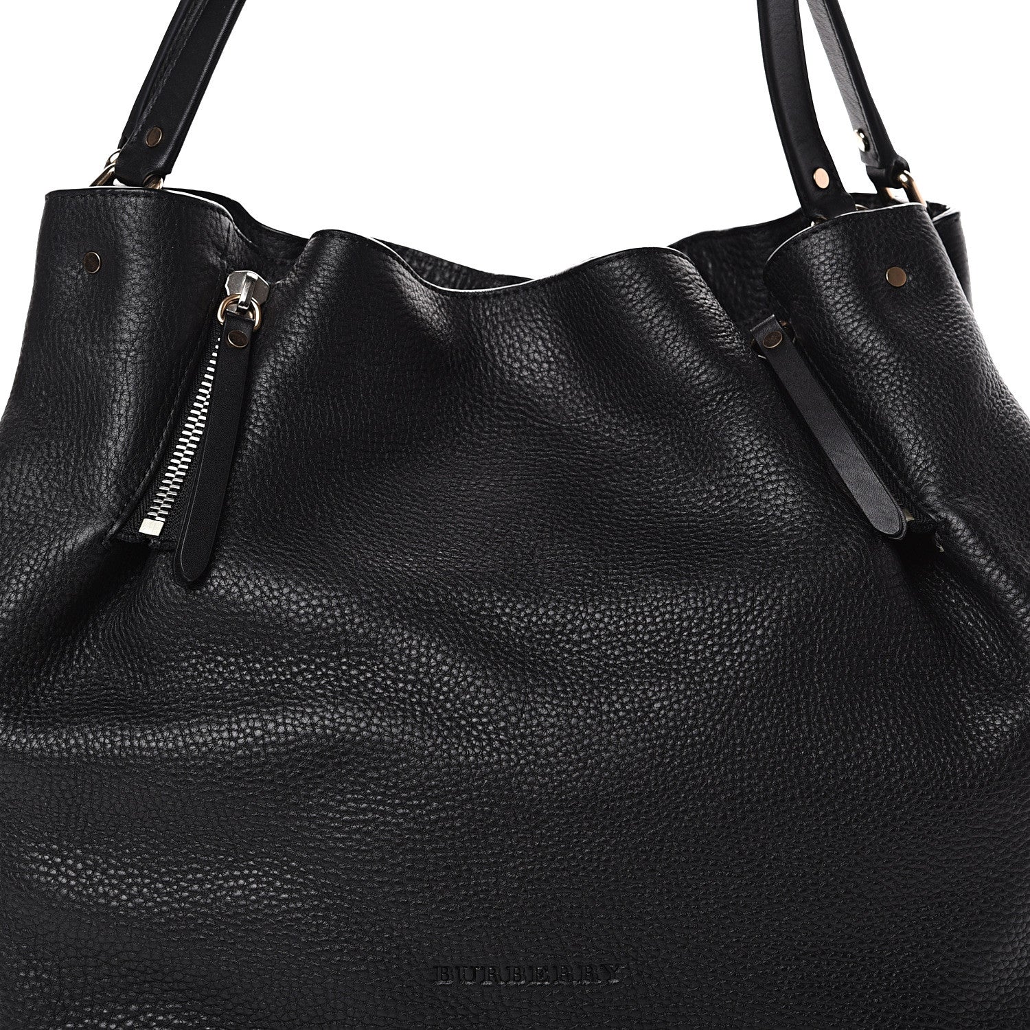 Burberry Grainy Calfskin House Check Medium Maidstone Black 8 of 12