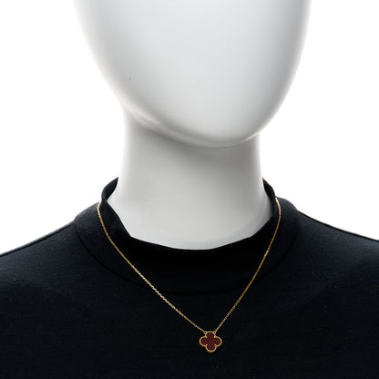 Van Cleef & Arpels 18K Yellow Gold Carnelian Vintage Alhambra Pendant Necklace 2 of 4