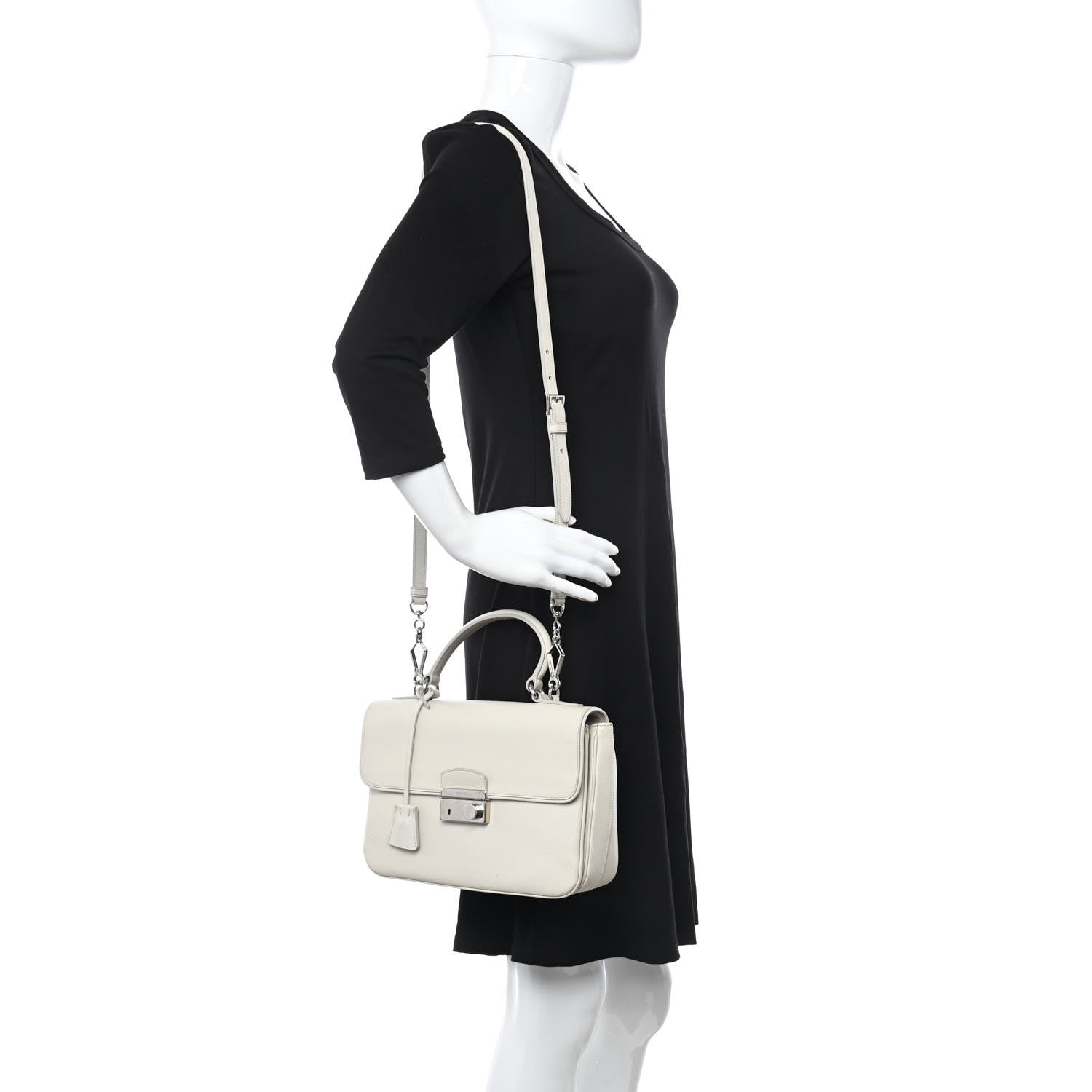 Prada Saffiano Lux Sound Top Handle Pomice 2 of 13