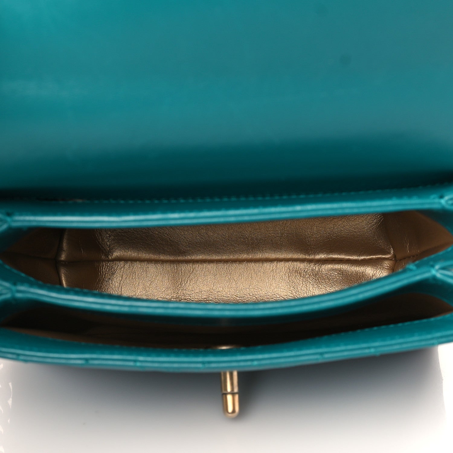 Chanel Lambskin Quilted Small Top Handle Bag Turquoise 4 of 8