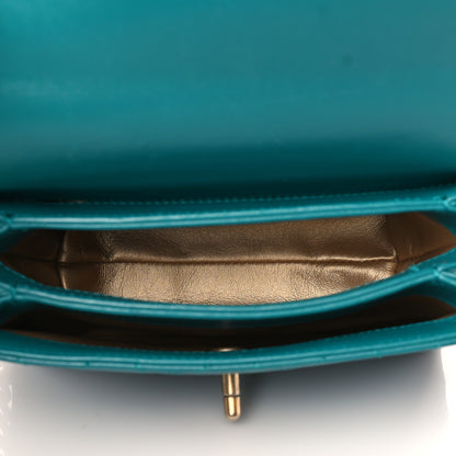 Chanel Lambskin Quilted Small Top Handle Bag Turquoise 4 of 8