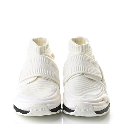 Chanel Stretch Fabric CC Sneakers 38.5 White 2 of 8