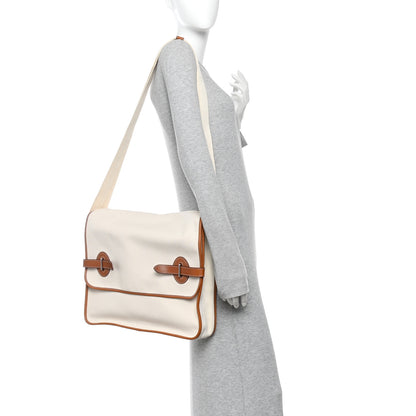 Hermes Toile Officier Natural Barenia Buenaventura Besace GM Ecru Fauve 2 of 13