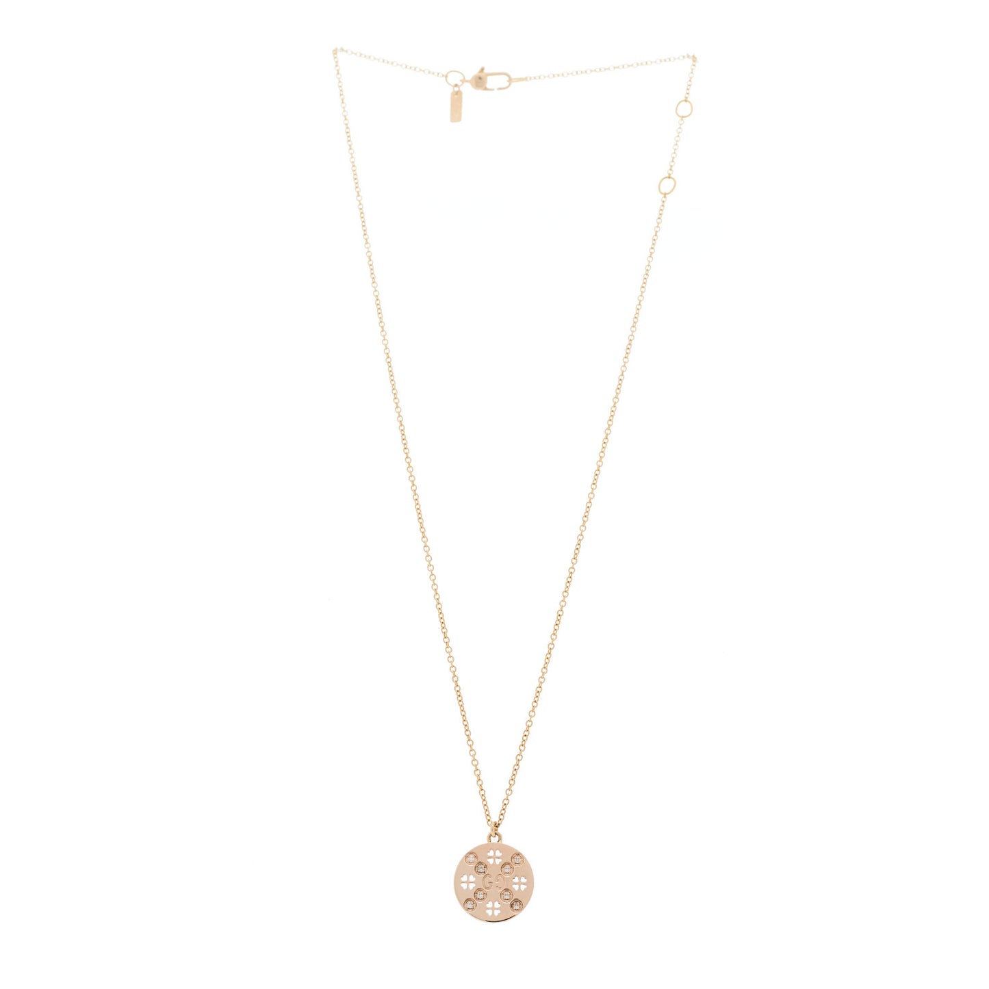 18K Rose Gold Diamond Clover Pendant Necklace