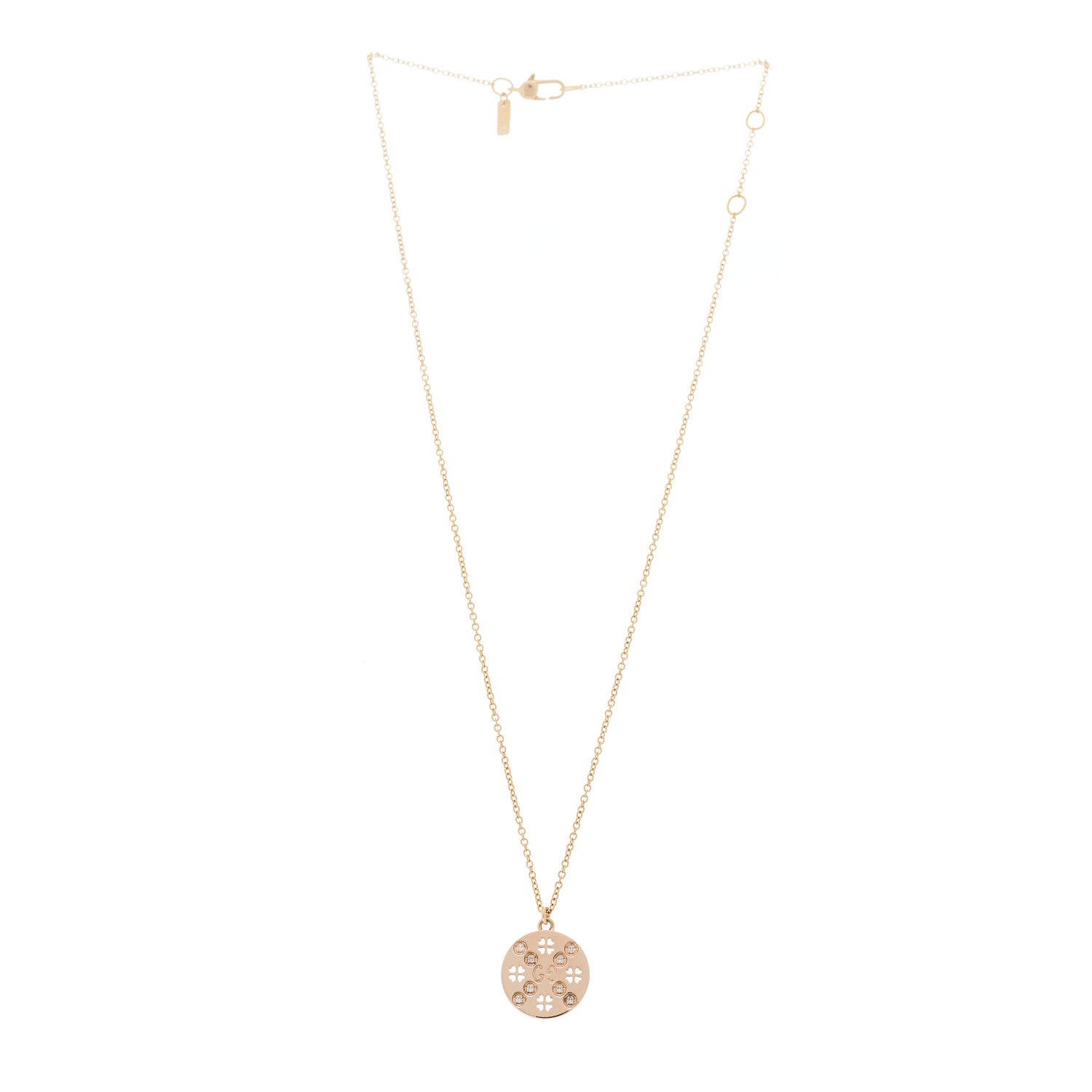 Gucci 18K Rose Gold Diamond Clover Pendant Necklace 3 of 5