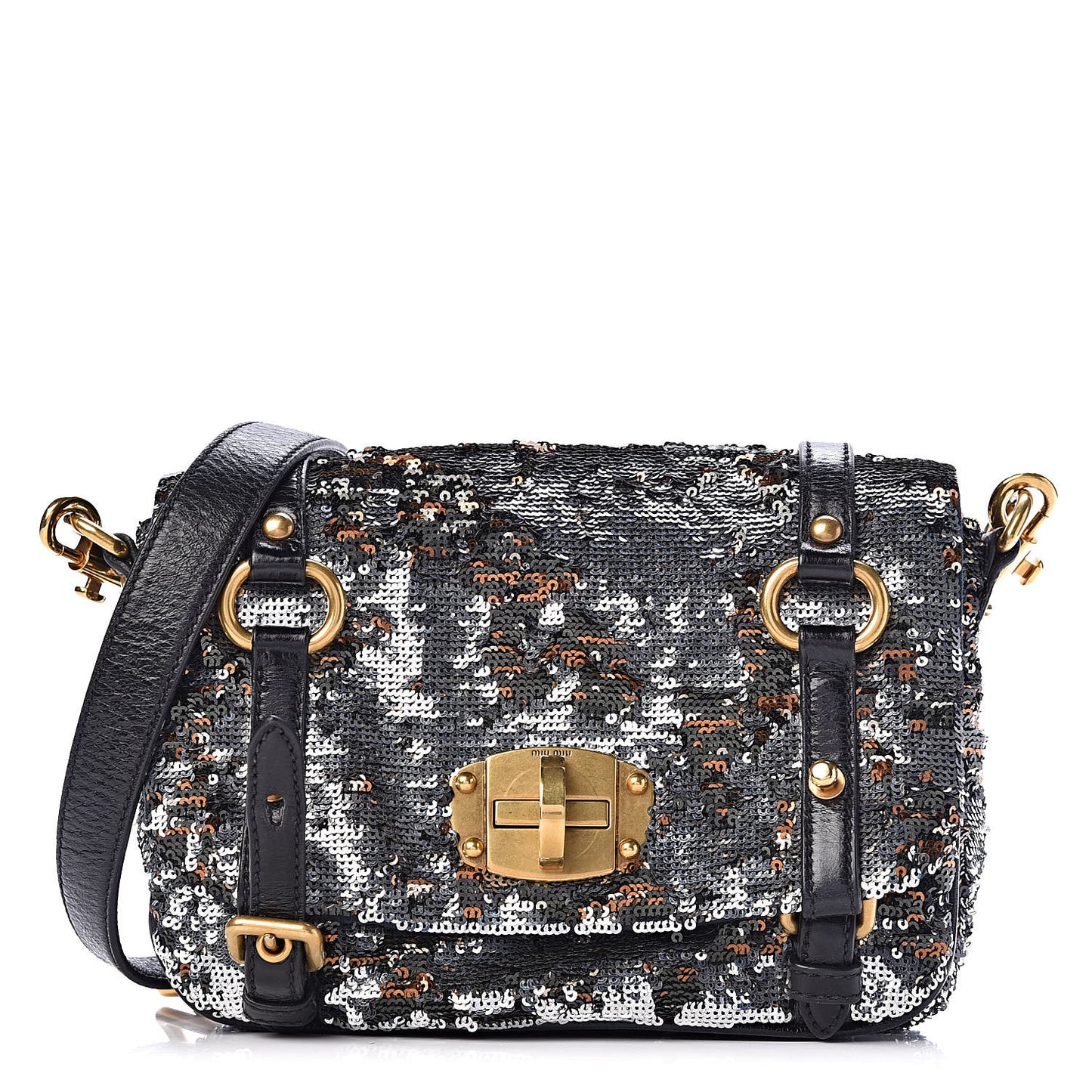 Paillettes Sequined Mini East West Satchel Argento