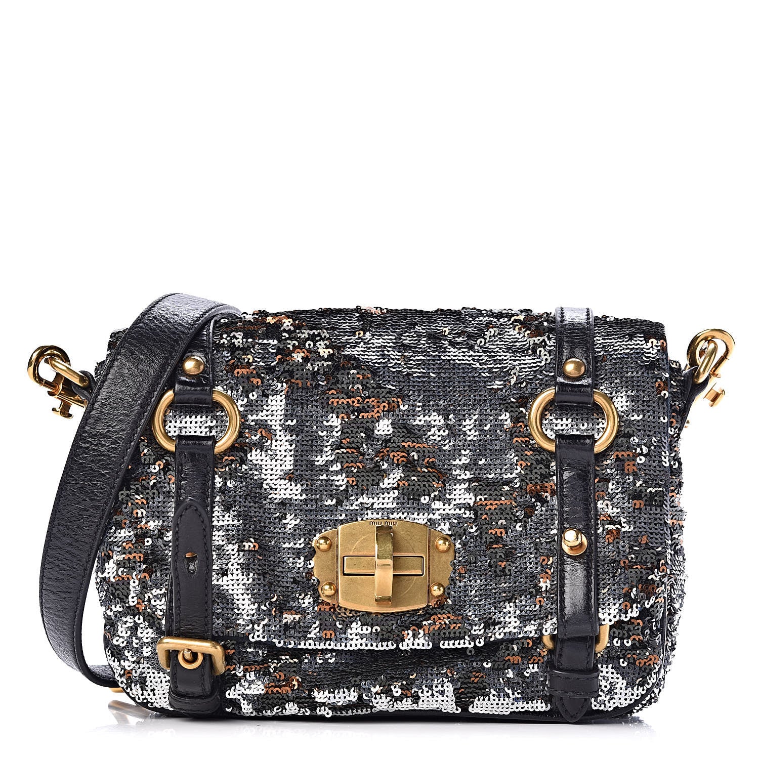 Miu Miu Paillettes Sequined Mini East West Satchel Argento 1 of 10