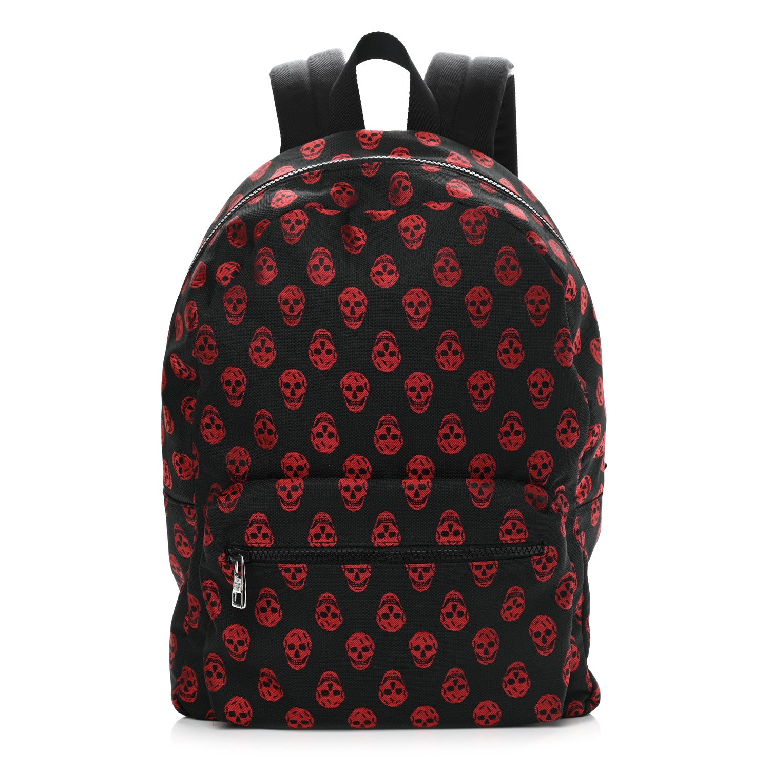 Alexander McQueen Nylon Skull Print Backpack Black Red 1 of 11