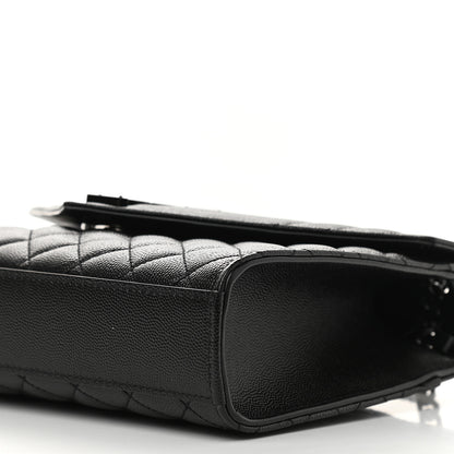 Saint Laurent Grain De Poudre Textured Mixed Matelasse Triquilt Medium Monogram Satchel Black 9 of 9