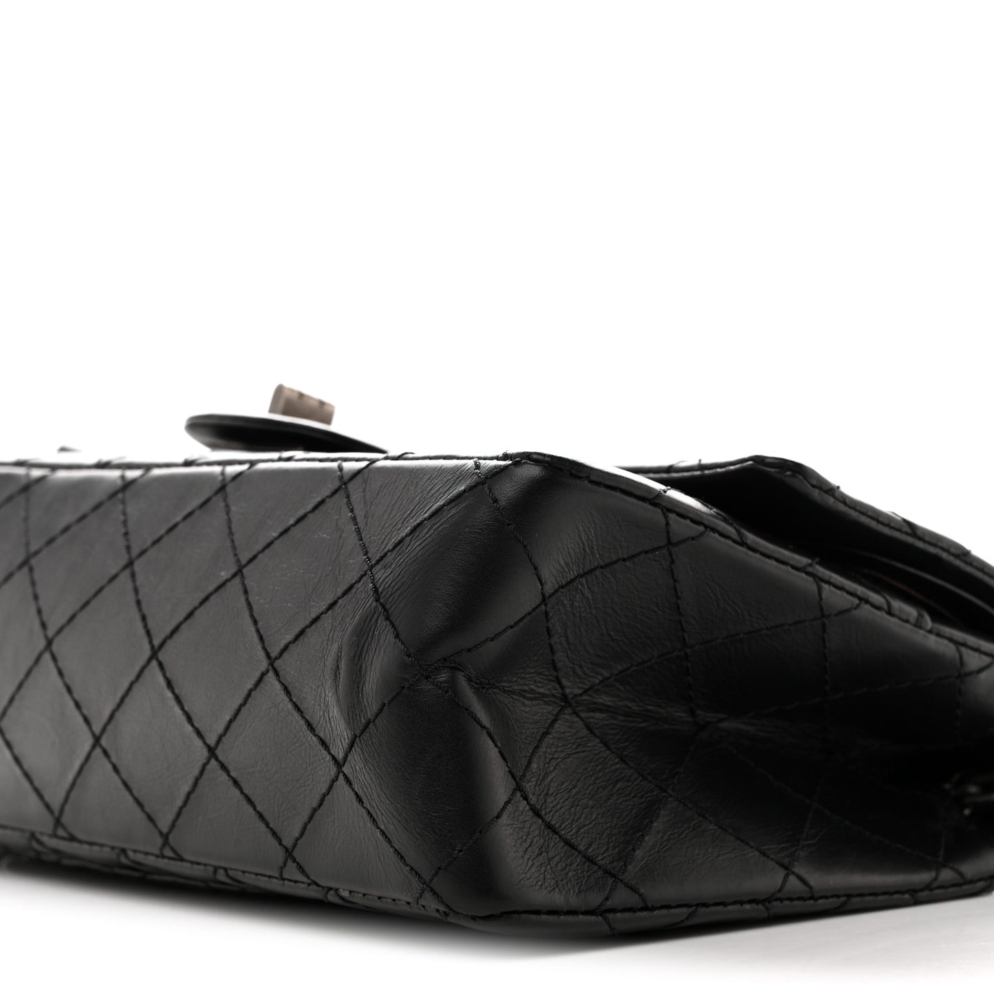 Aged Calfskin Quilted 2.55 Reissue 225 Flap  Black