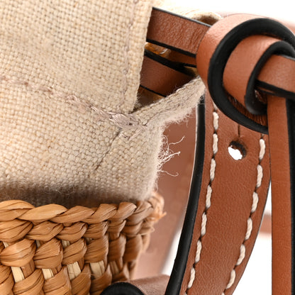 Loewe Calfskin Raffia Paula's Ibiza Pocket Bucket Bag Natural Tan 12 of 14