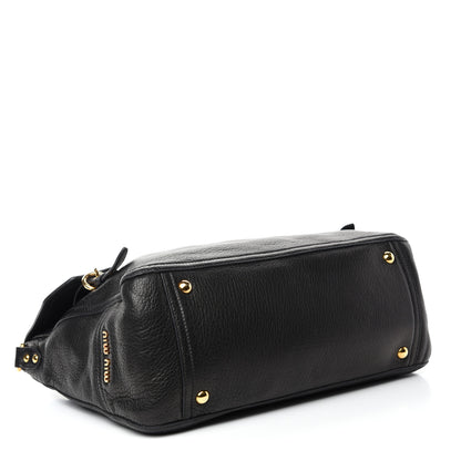 Miu Miu Cervo East-West Flap Satchel Black 4 of 10
