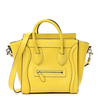 Celine Drummed Calfskin Nano Luggage Citron 1 of 4