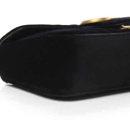 Gucci Velvet Matelasse Small GG Marmont Shoulder Bag Black 10 of 11