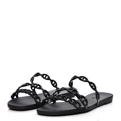Hermes Rubber Chaine d'Ancre Rivage Sandals 37 Black 3 of 8
