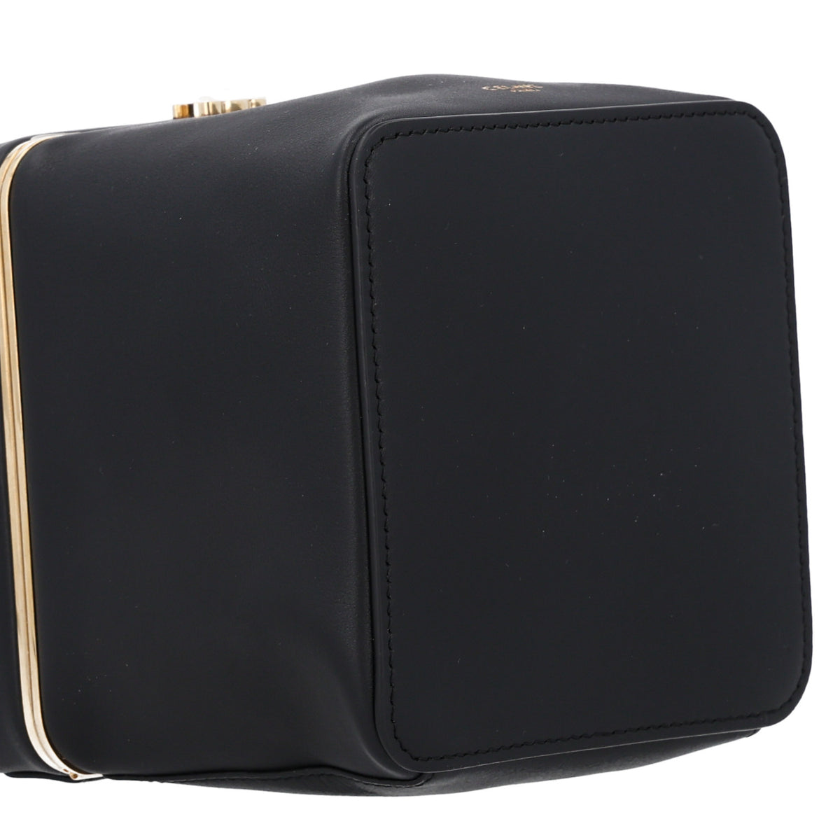 Supple Calfskin Cube Frame Bag Black