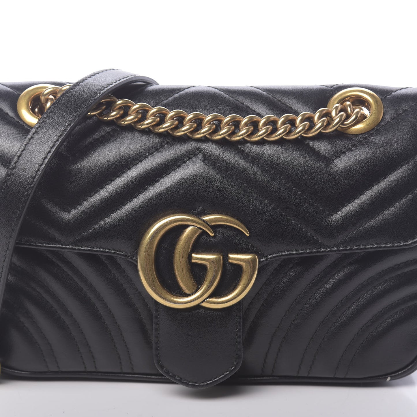 Calfskin Matelasse Mini GG Marmont Shoulder Bag Black