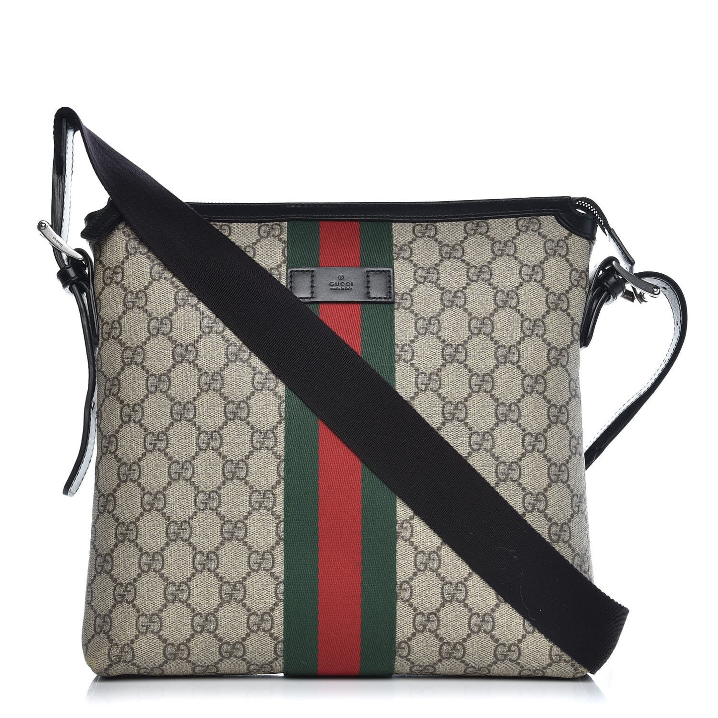 GG Supreme Monogram Web Messenger Bag Black