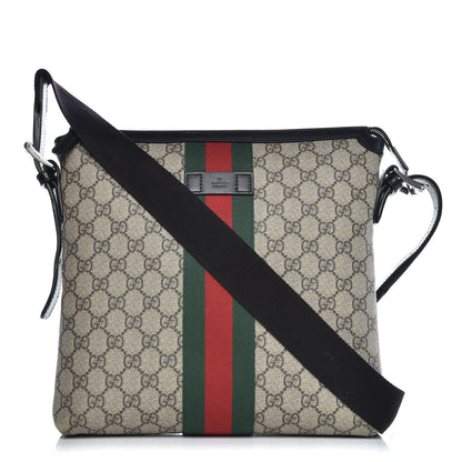 Gucci GG Supreme Monogram Web Messenger Bag Black 1 of 11