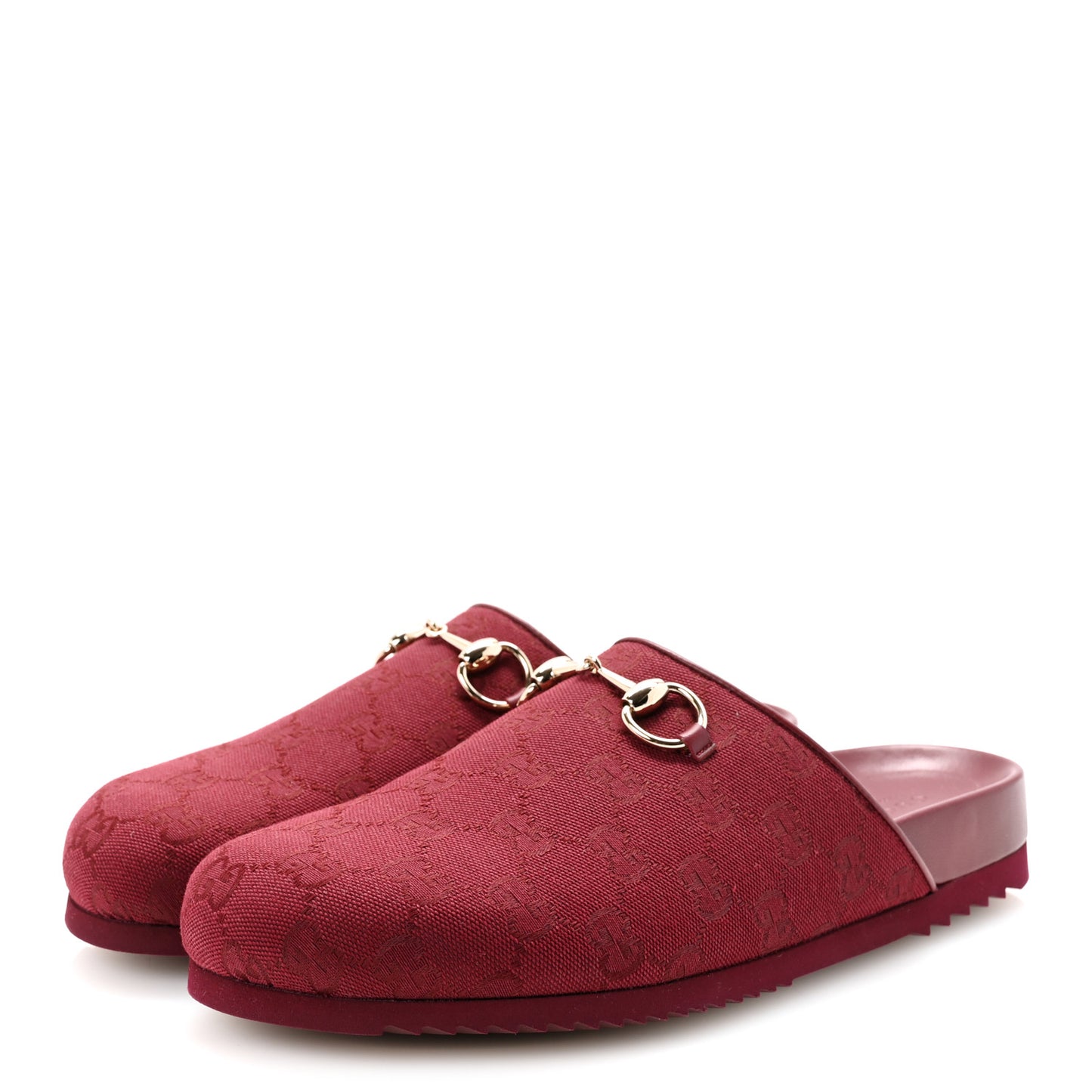 GG Supreme Monogram Womens Horsebit Slippers 40 Rosso Ancora