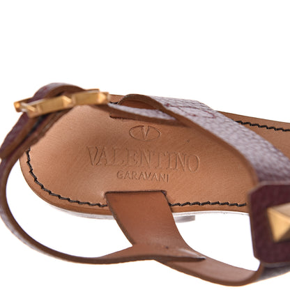 Valentino Garavani Grained Calfskin Rockstud Dragon Sandals 36 Brown 7 of 8