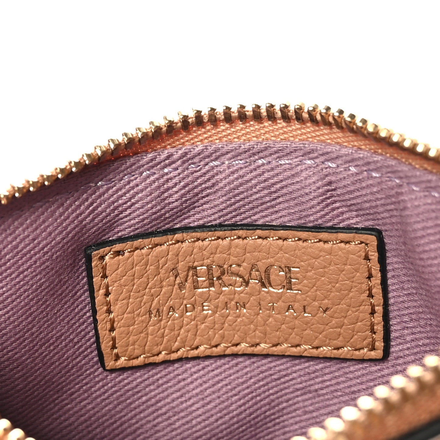 Grained Calfskin La Medusa Zip Card Case Brown