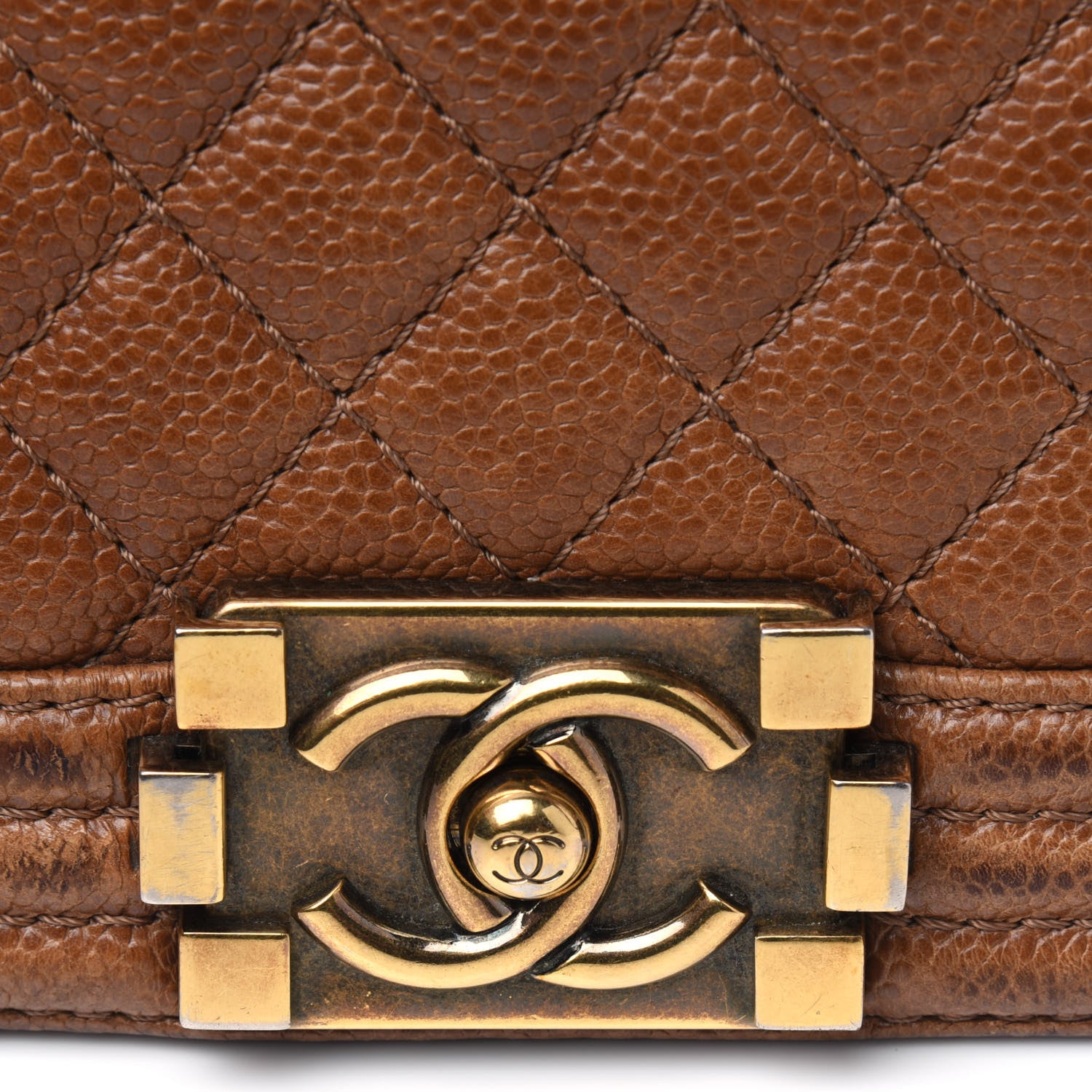 Chanel Caviar Quilted Large Boy Flap Light Brown 10 of 10