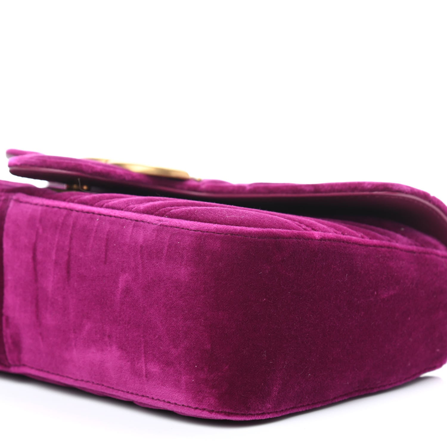 Gucci Velvet Matelasse Small GG Marmont Shoulder Bag Fuchsia Violet Cyclamen 10 of 10