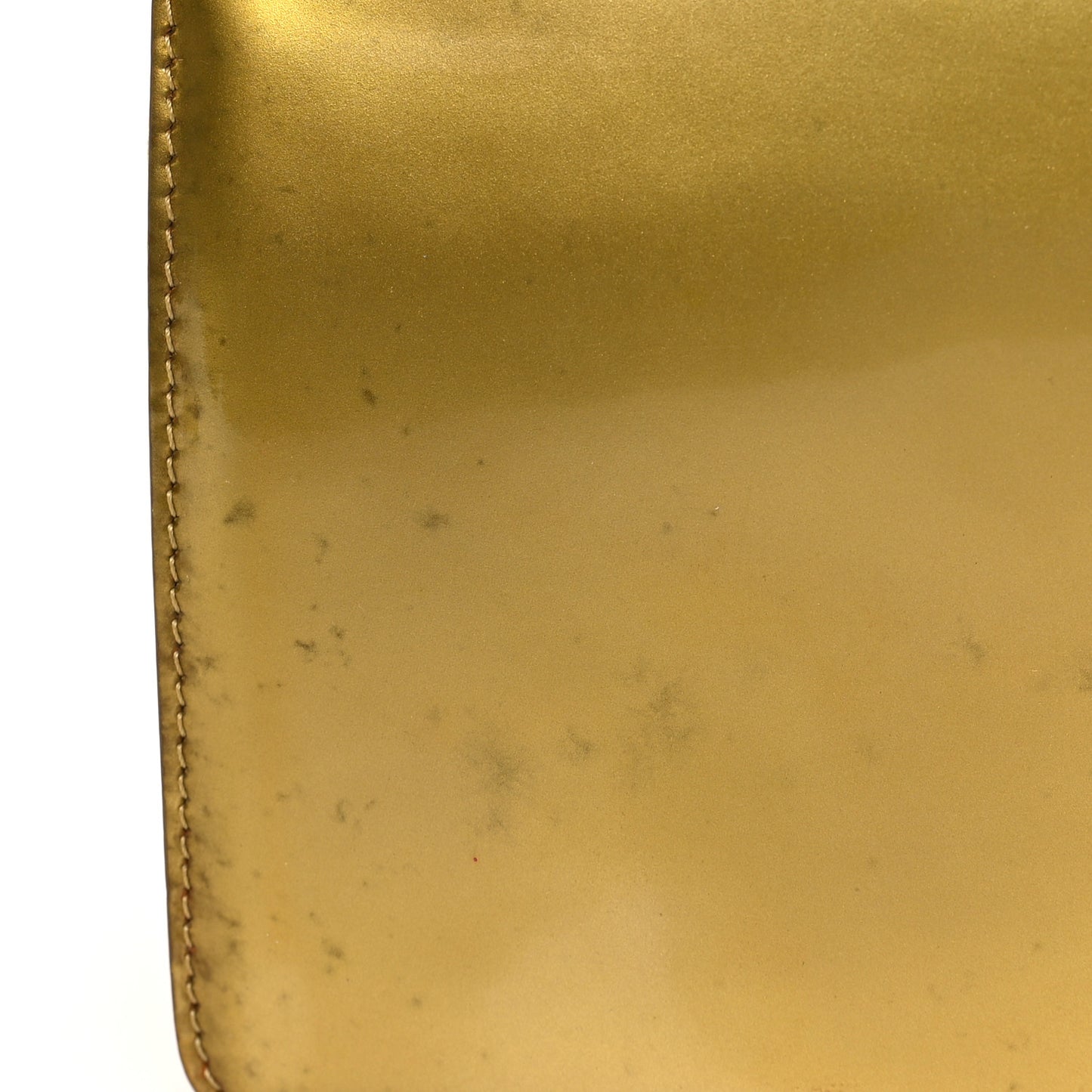 Metallic Patent Calfskin Quilted Medium Boy Flap Gold