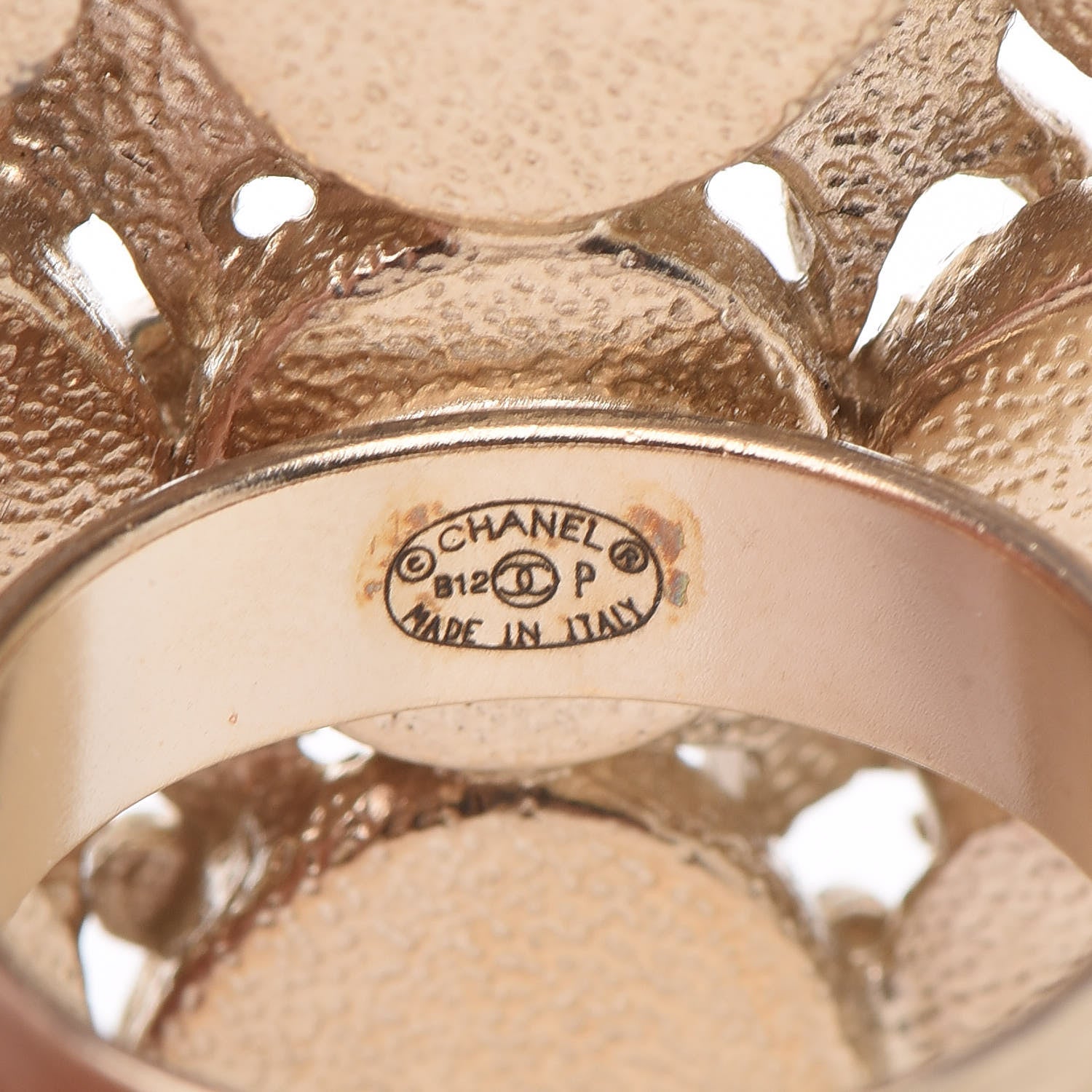 Chanel Crystal Pearl Stars CC Ring 7 Gold Pink 5 of 6