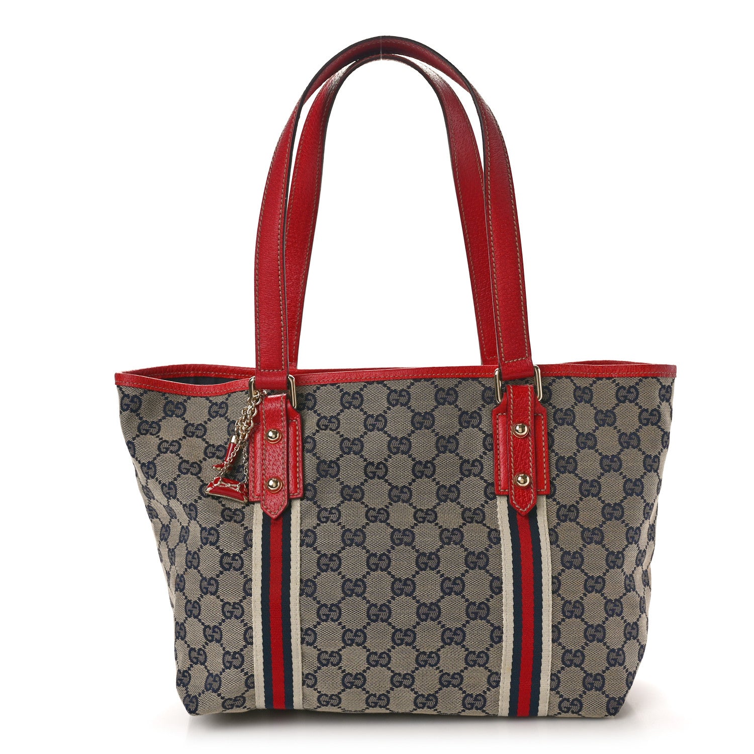 Gucci Monogram Medium Jolicoeur Tote Navy Red 1 of 14