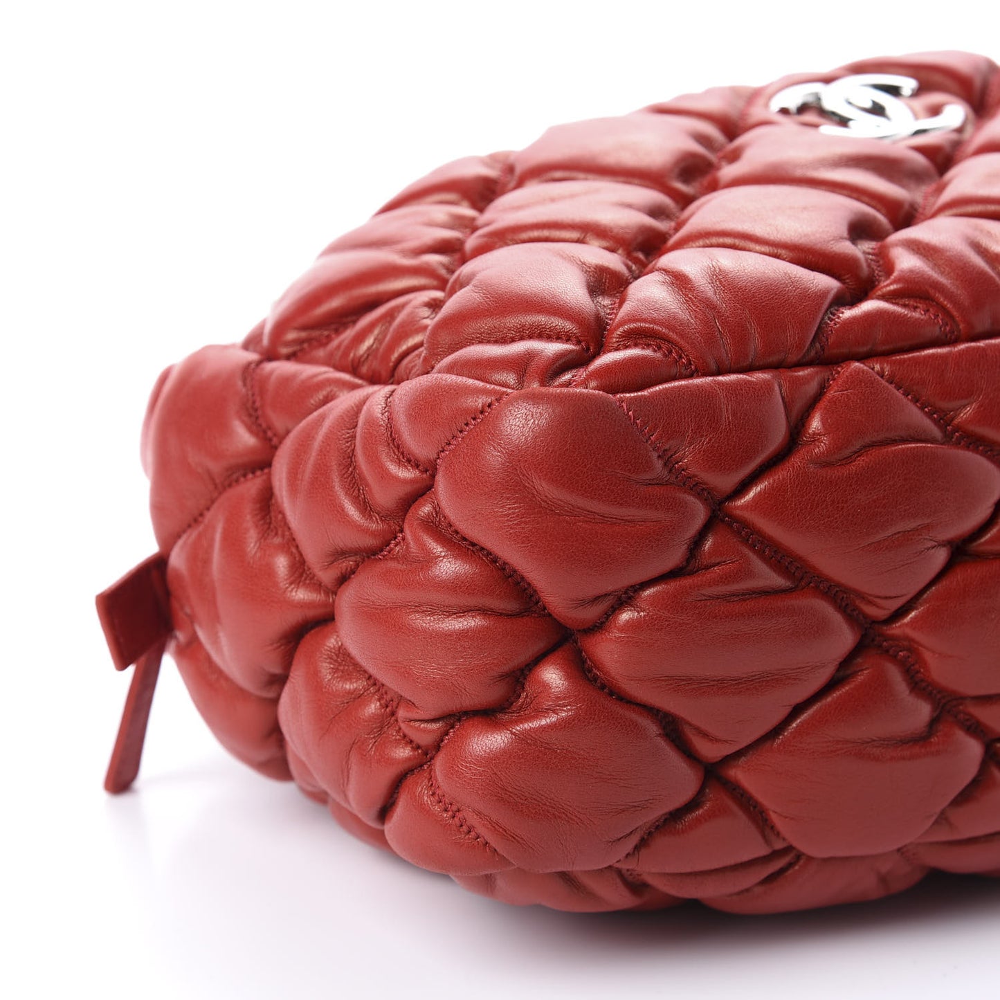 Lambskin Bubble Quilt Camera Case Red