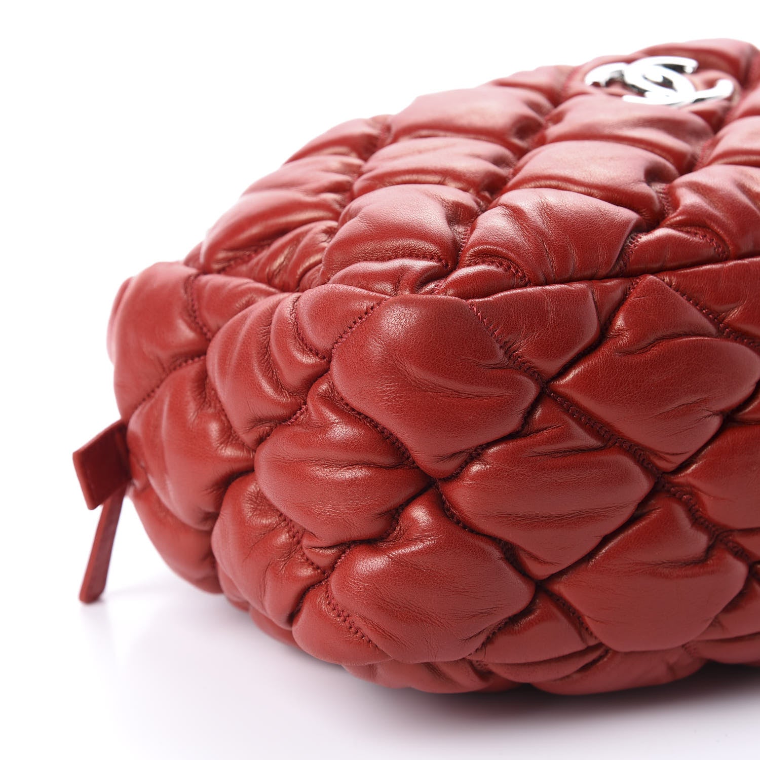 Chanel Lambskin Bubble Quilt Camera Case Red 6 of 10