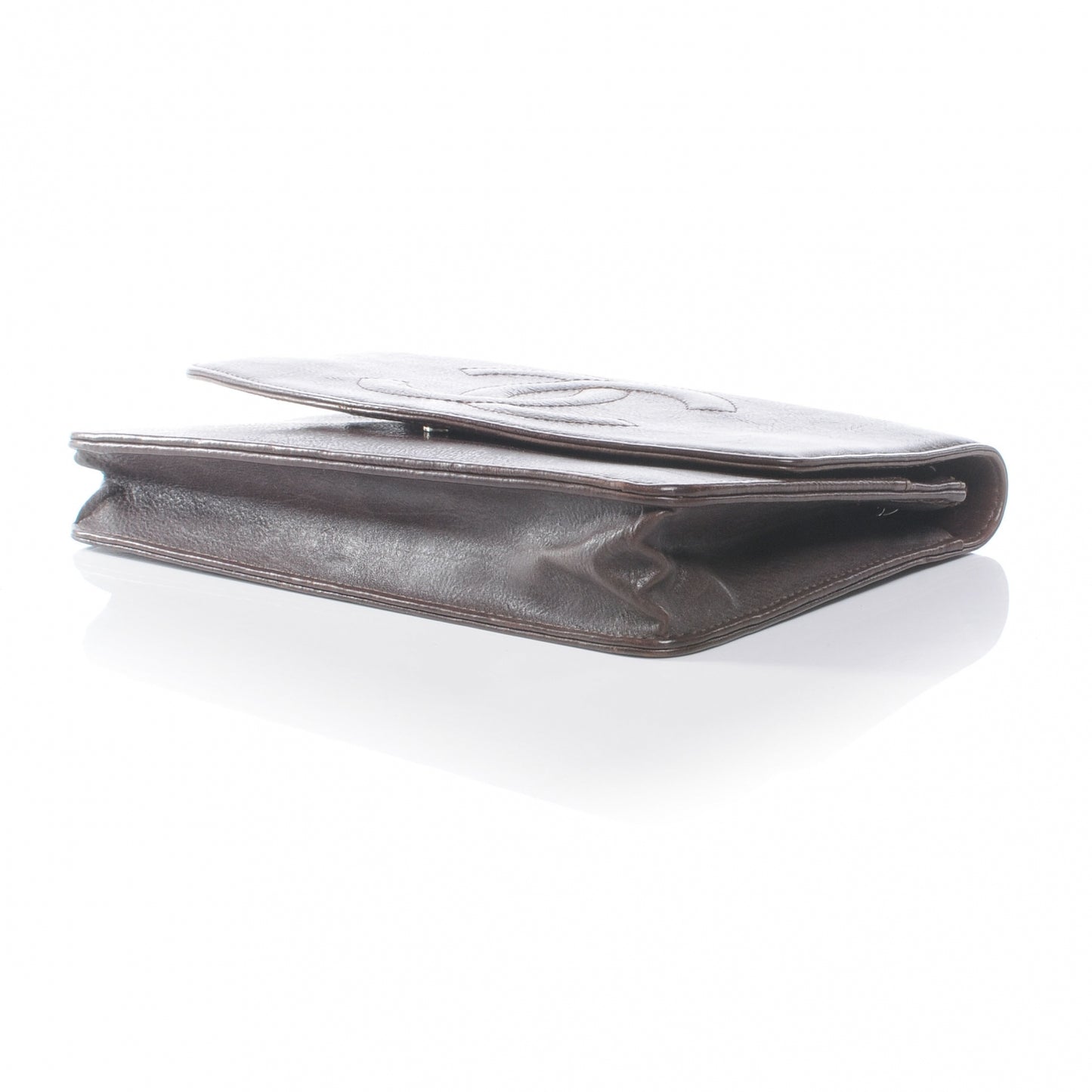 Calfskin CC Wallet on Chain WOC Brown