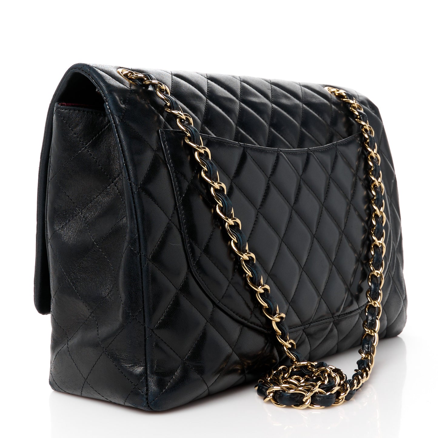 Lambskin Quilted Maxi Single Flap Black