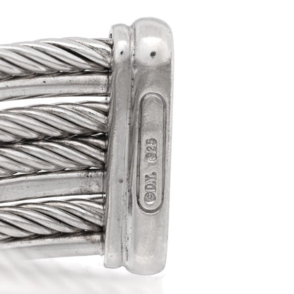 David Yurman Sterling Silver Diamond Crossover Four Row Cuff Bracelet 3 of 3