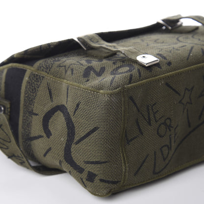 Christian Dior Canvas Embroidered Graffiti Diorcamp Messenger Green Black 3 of 8
