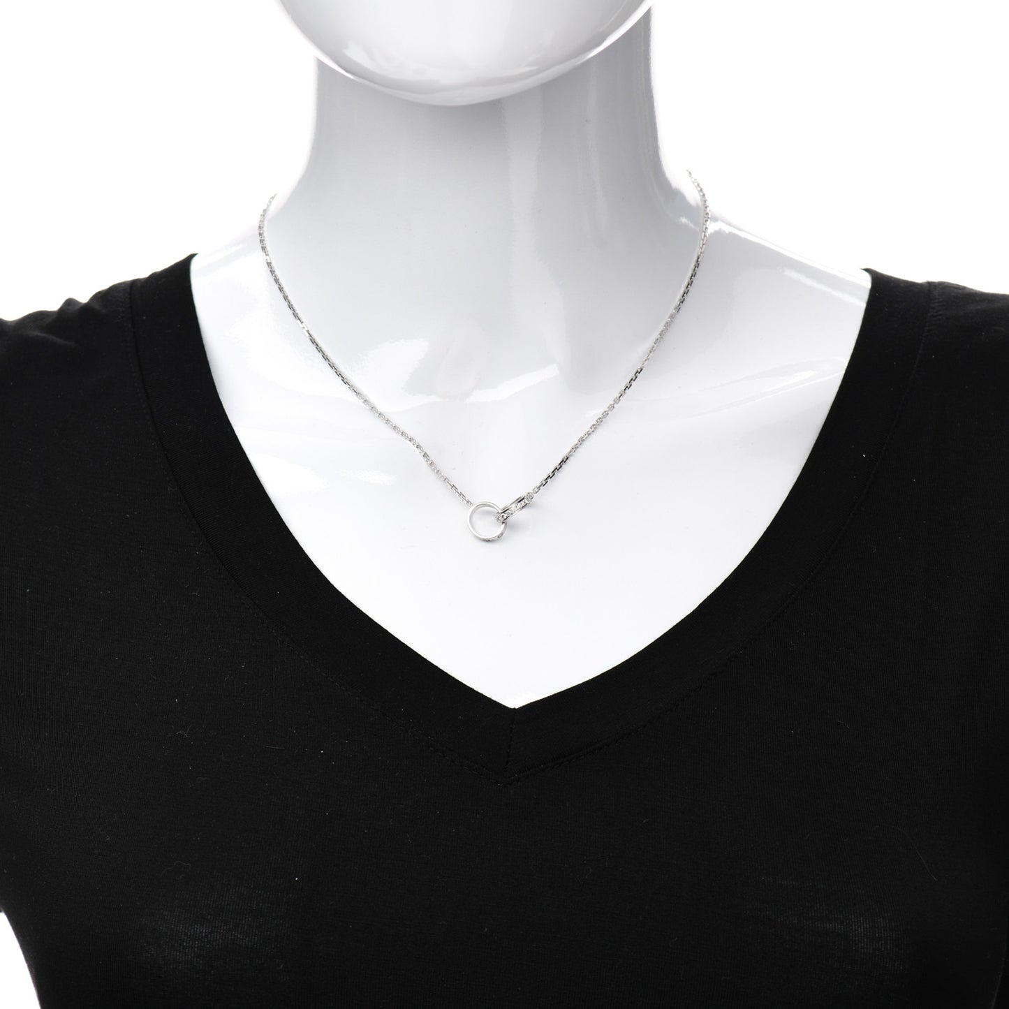 18K White Gold Diamond Interlocking LOVE Necklace